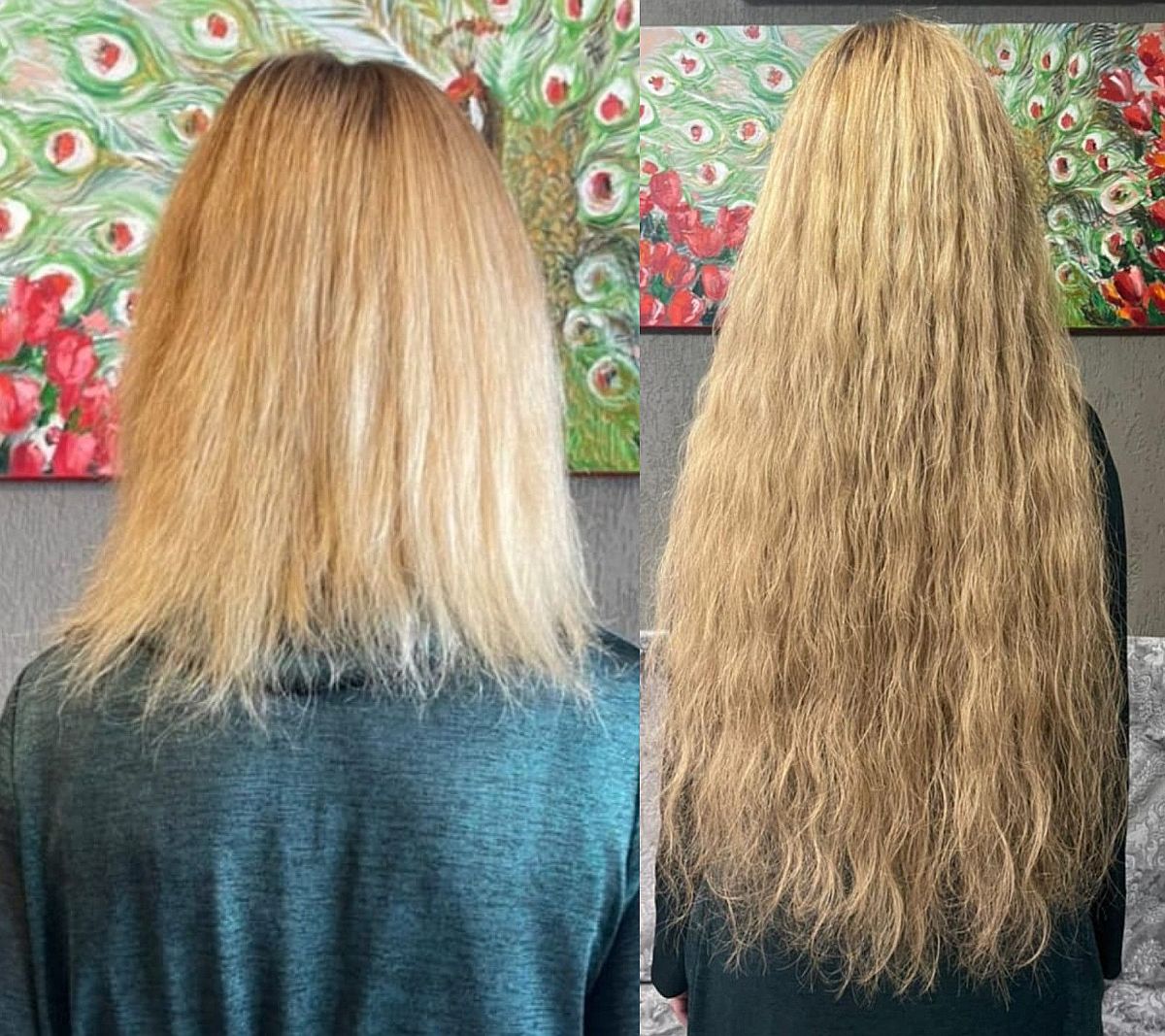 Irina Tóth - Čo s vlasmi? Kaderníctvo, predlžovanie vlasov. A toto je výsledok na blond hlave. Foto účesu pred a po predlžovaní vlasov.
