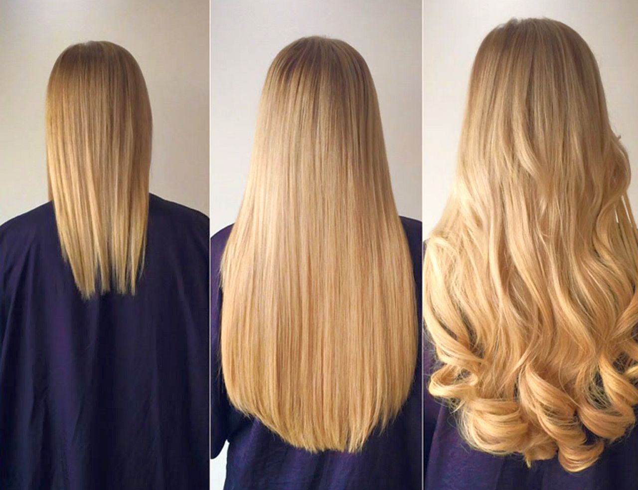 Príklad pred a po predĺžení na blond vlasoch